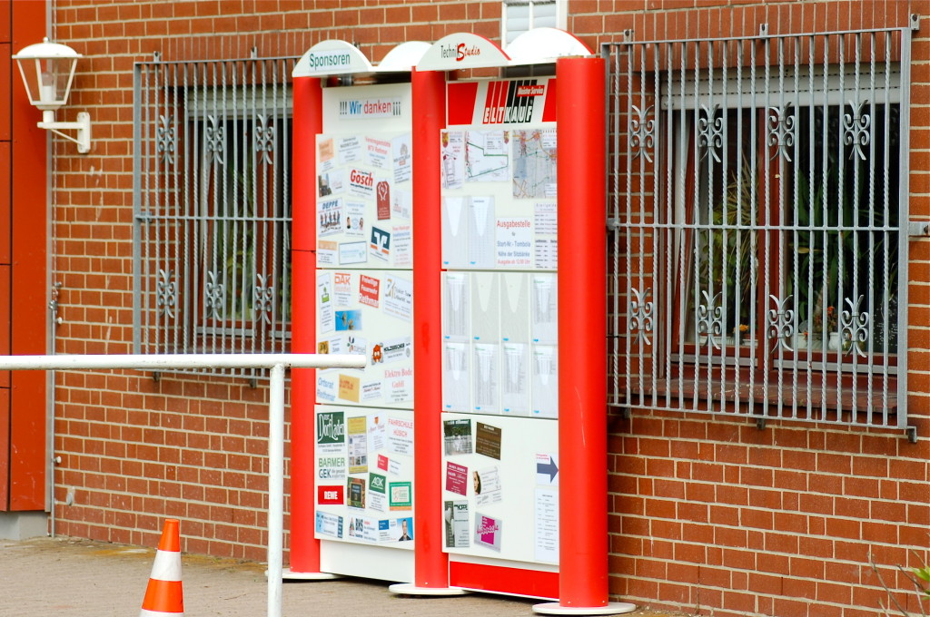 Unsere Info - Tafel mit den Symbolen aller Sponsoren.